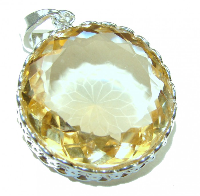 Golden Sun 29.3 carat Lemon Quartz .925 Sterling Silver handcrafted pendant