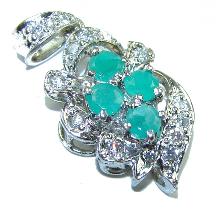 Precious Genuine 8.5 carat Emerald .925 Sterling Silver handmade Pendant
