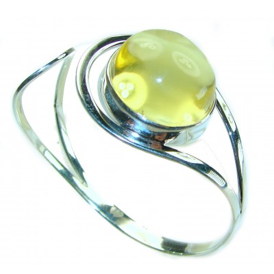 Modern Design Genuine 22.2 carat Baltic Amber .925 Sterling Silver handcrafted Bracelet / Cuff