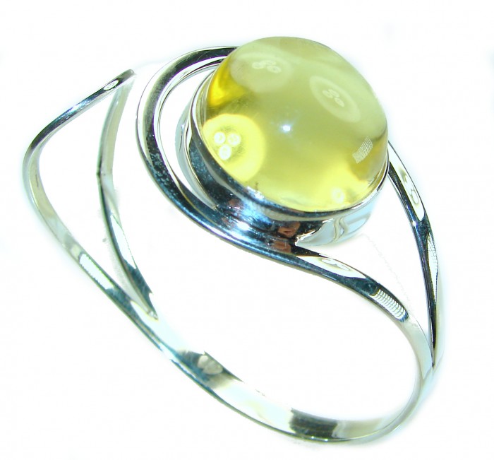 Modern Design Genuine 22.2 carat Baltic Amber .925 Sterling Silver handcrafted Bracelet / Cuff