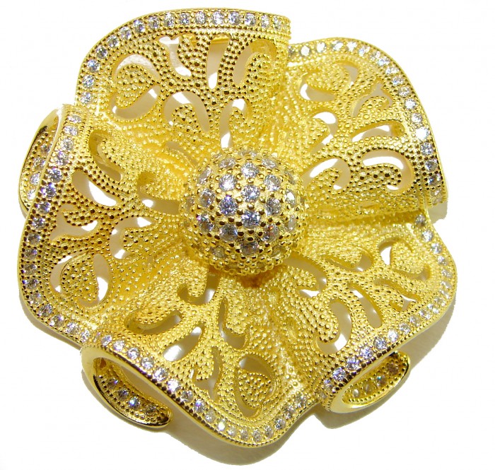 Pure Beauty - Vintage style- genuine 0.7 lab grown Diamond 18K Gold over .925 Sterling Silver handmade Pendant