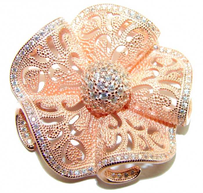 Pure Beauty - Vintage style- genuine 0.7 lab grown Diamond 18K Rose Gold over .925 Sterling Silver handmade Pendant