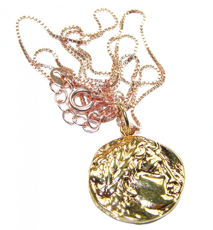 Ave Caesar - Vintage Style Coin .925 Sterling silver and plated with 14K Gold handcrafted necklace