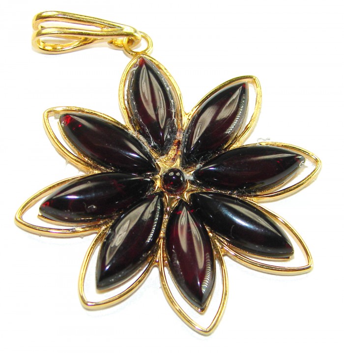 Golden Flower authentic Baltic Amber 14K Gold over .925 Sterling Silver beautifully handcrafted Pendant
