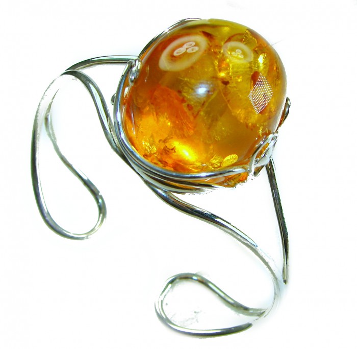 Classy Design Genuine the best QUALITY Baltic Amber .925 Sterling Silver handamde Bracelet / Cuff