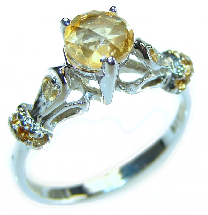 Unique Authentic 0.7 carat Citrine .925 Sterling Silver handmade Cocktail Ring s. 6