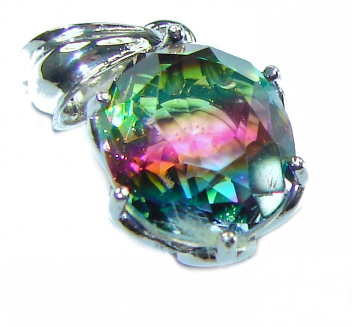 6.8 carat oval cut Brazilian Tourmaline .925 Sterling Silver Perfectly handcrafted pendant - video