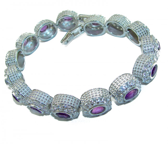 Purple Treasure 49.9 carat Authentic Amethyst .925 Sterling Silver handcrafted Bracelet