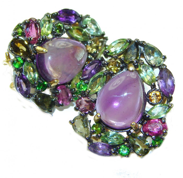 Abundance of Blessings 11.8 carat authentic Amethyst 14K Gold over .925 Sterling Silver handcrafted earrings