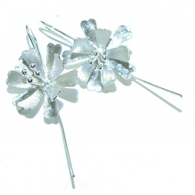 Silver Flowers Italy made .925 Sterling Silver Earrings