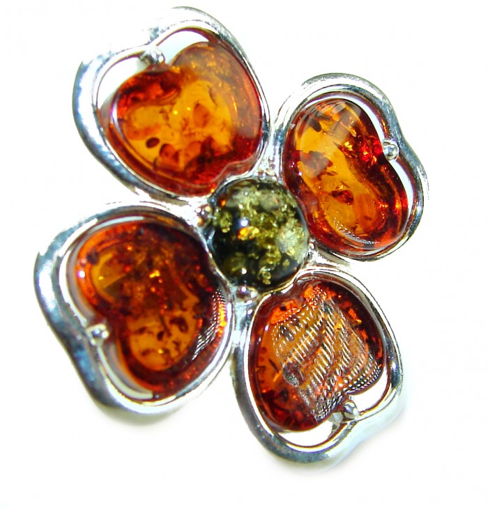 Natural Baltic Amber .925 Sterling Silver ring s. 7 1/4
