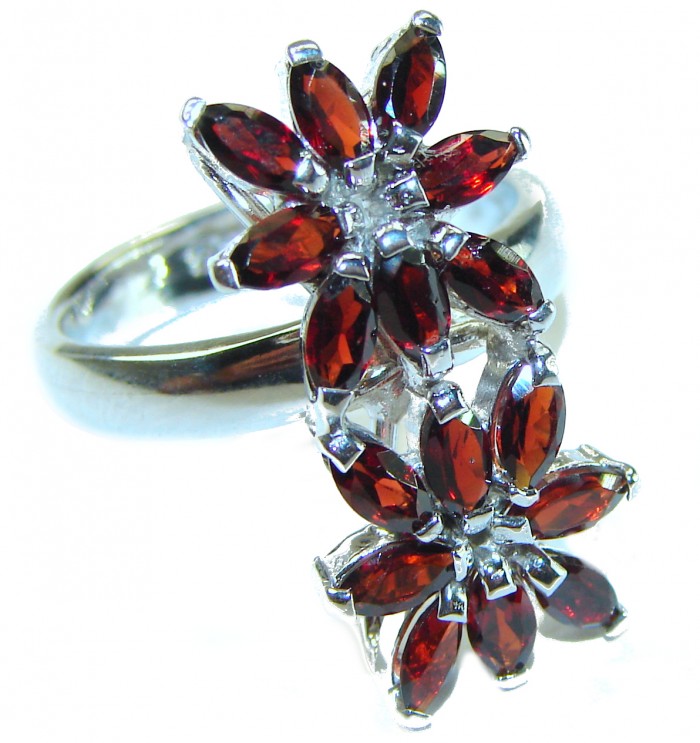 Penelope Authentic 10.5 carat faceted Garnet .925 Sterling Silver handcrafted ring size 8