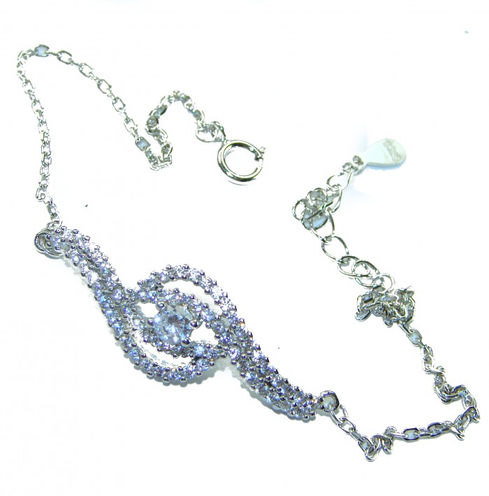 Precious Bow genuine 9.9 carat White Sapphire .925 Sterling Silver handcrafted Bracelet