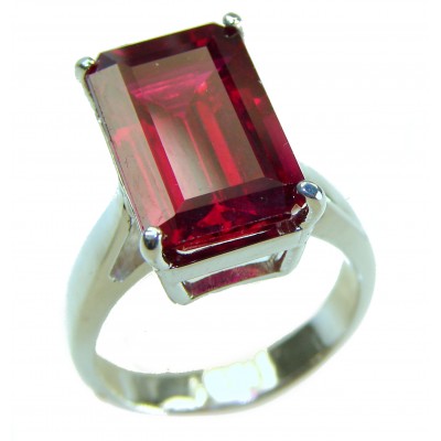 Red Extravaganza 8.5 carat Red Topaz .925 Silver handcrafted Cocktail Ring s. 7