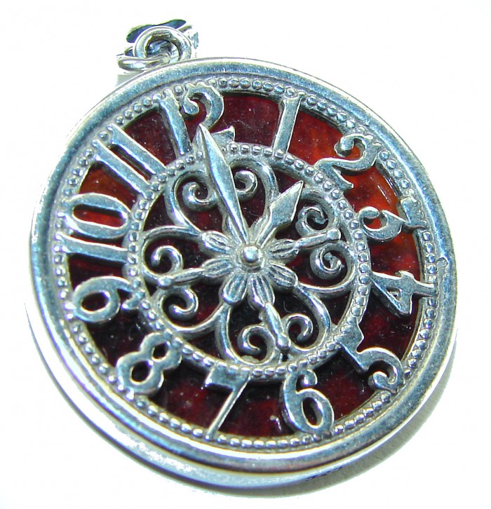 Magic Watch Authentic Golden Baltic Amber .925 Sterling Silver beautifully handcrafted Pendant