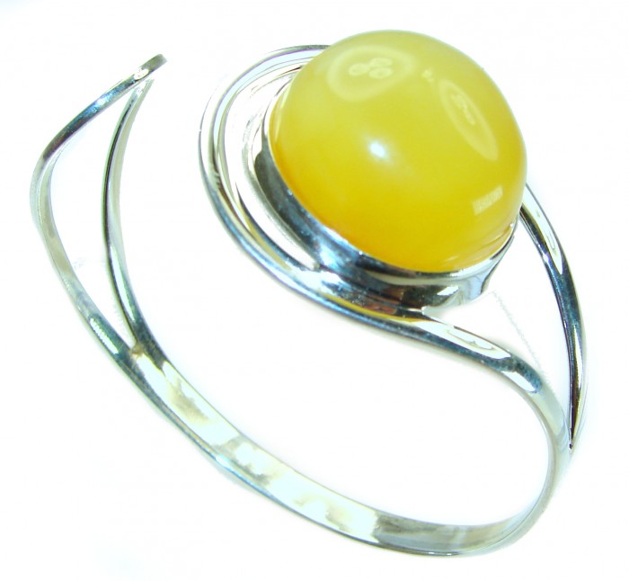 Vintage Design 26.5 grams Genuine Butterscotch Polish Amber .925 Sterling Silver handmade Bracelet / Cuff