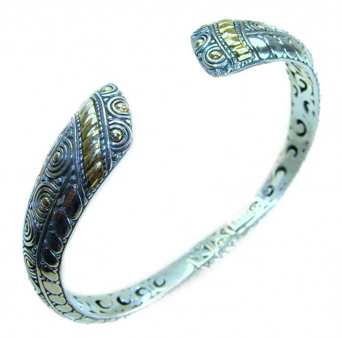Bali Legacy 30.2 grams authentic 2 tones Floral Bracelet in .925 Sterling Silver handcrafted bracelet