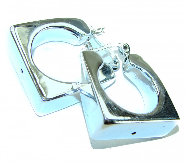 Highly Polished Fancy Modern design .925 Sterling Silver Italy made Earrings
