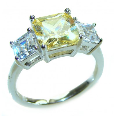 Endless Love 4.5 carat Heart cut Yellow Sapphire .925 Sterling Silver handcrafted ring; s. 7