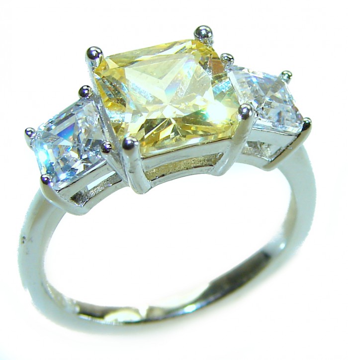 Endless Love 4.5 carat Heart cut Yellow Sapphire .925 Sterling Silver handcrafted ring; s. 7