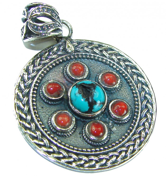 One of a kind Precious Turquoise .925 Sterling Silver handmade pendant