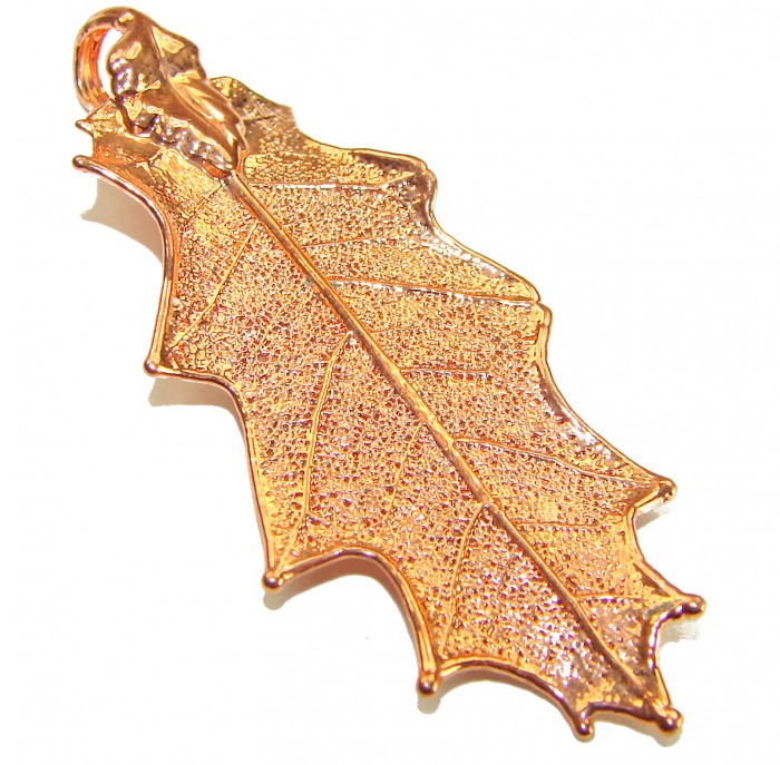 Stylish REAL Leaf dipped in .925 Sterling Silver and Copper Pendant
