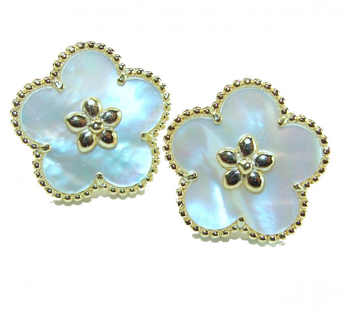 Genuine Blister Pearl 14K Gold over .925 Sterling Silver handcrafted Statement Earrings - video