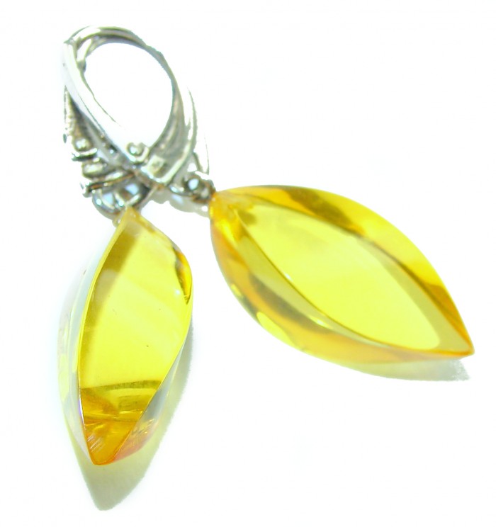 Faceted authentic 22.2 carat Golden Baltic Amber .925 Sterling Silver Earrings