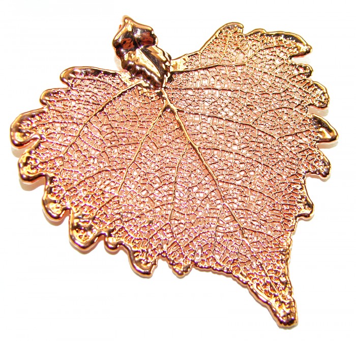 Stylish REAL Leaf dipped in .925 Sterling Silver and Copper Pendant