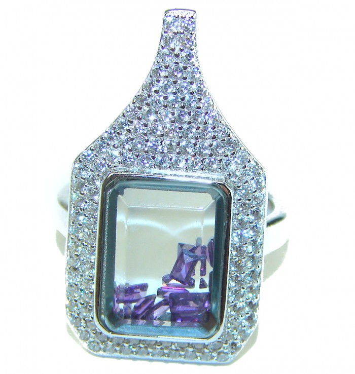 Floating Memories 3.5 carat Tanzanite .925 Sterling Silver Handcrafted Ring size 5 3/4