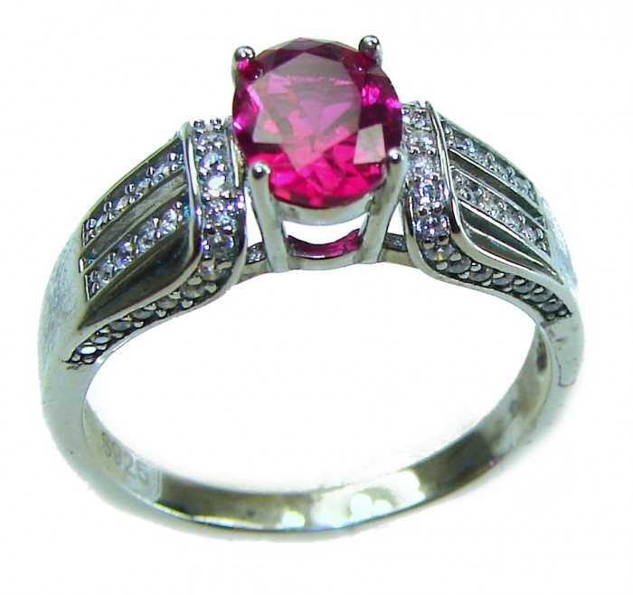 Rose Garden 1.9 carat Authentic Garnet .925 Sterling Silver handcrafted Ring size 8
