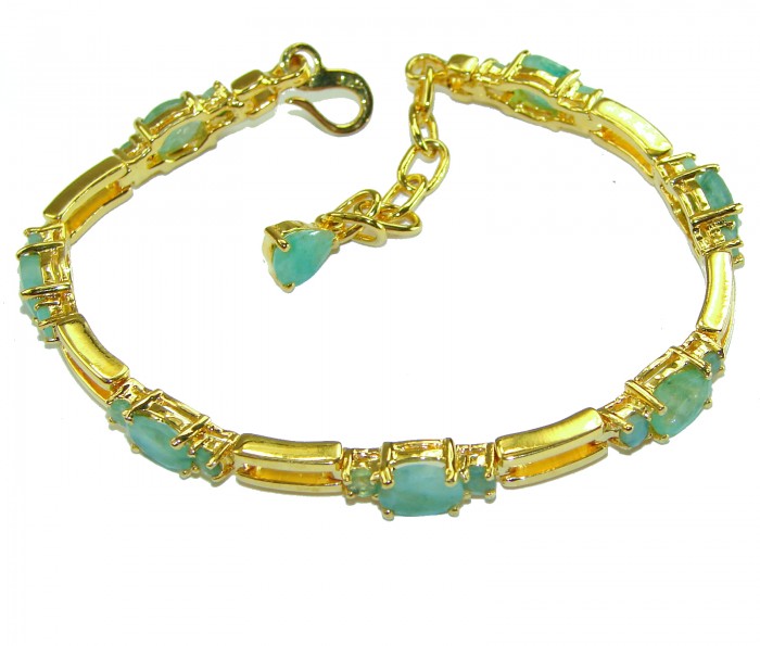 Timless Treasure 17.5 carat Colombian Emerald 14K Gold over .925 Sterling Silver handcrafted Bracelet