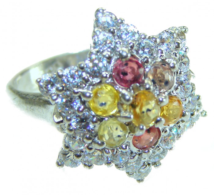 Summer Dream 8.5 multicolor Sapphire .925 Sterling Silver handcrafted ring size 6 1/4
