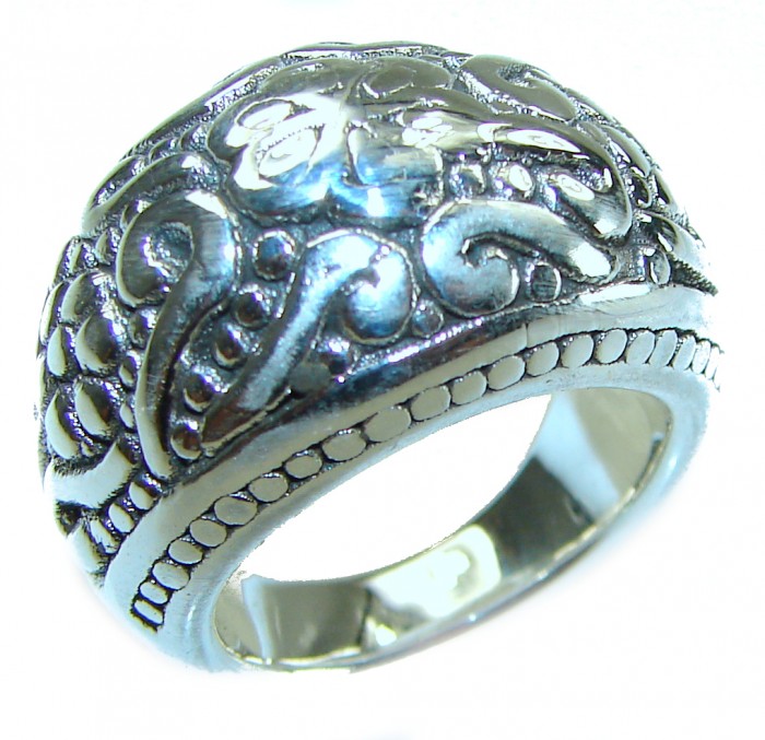 Large and Solid Bali made .925 Sterling Silver ring size 7