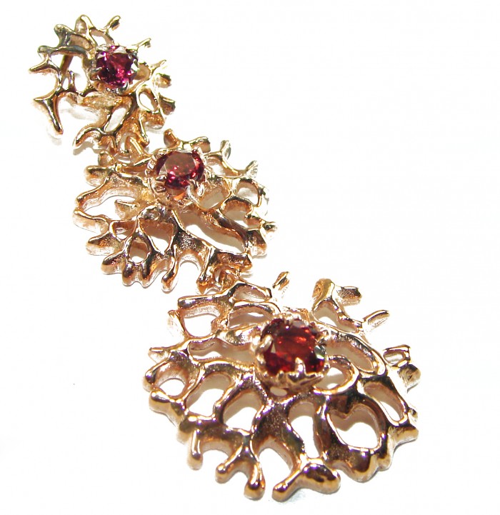 Ocean Reef Garnet 14K Gold over .925 Sterling Silver handmade pendant