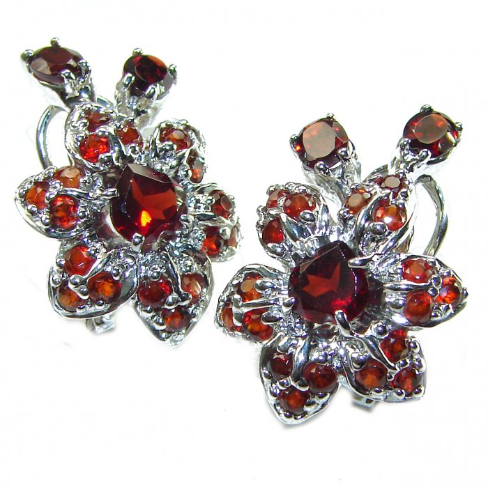 Penelope Authentic 22.5 carat faceted Garnet .925 Sterling Silver handcrafted earrings - video