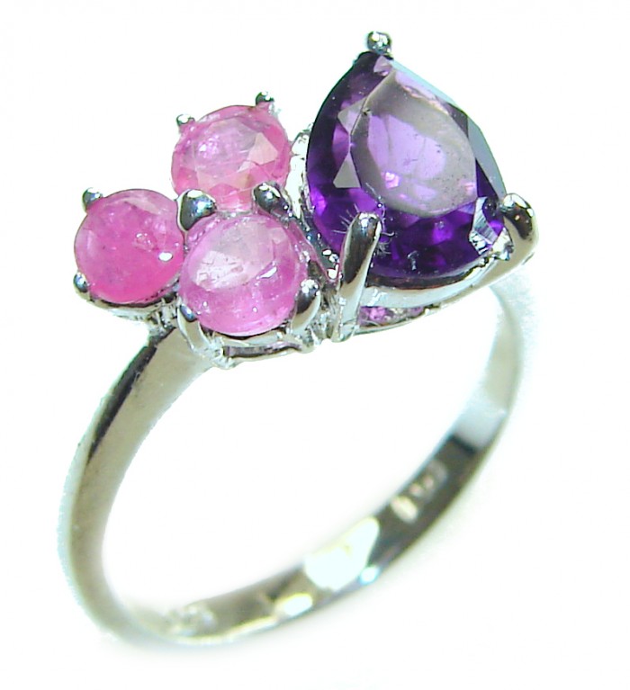 4.2 carat Amethyst .925 Sterling Silver Handcrafted Ring size 5