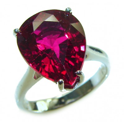 Bella Rosa authentic 10.5 carat Red Topaz .925 Silver handcrafted Cocktail Ring s. 7 3/4