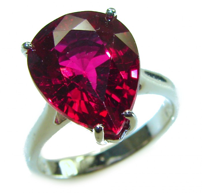 Bella Rosa authentic 10.5 carat Red Topaz .925 Silver handcrafted Cocktail Ring s. 7 3/4