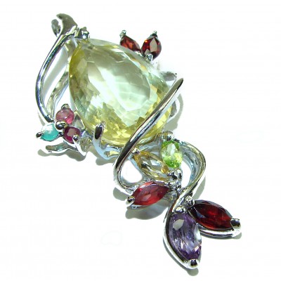 Timeless Jewels genuine 15.5 CARAT Lemon Topaz .925 Sterling Silver handmade Pendant