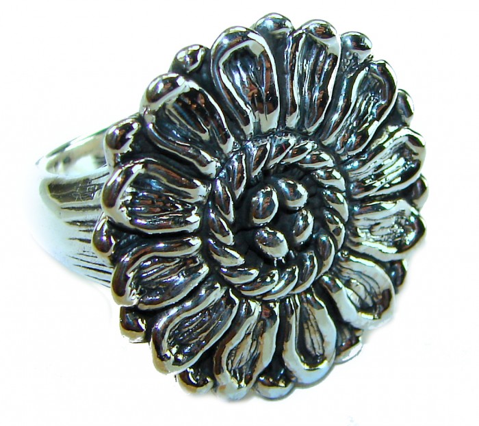 Precious SunFlower Bali made .925 Sterling Silver handcrafted Ring s. 8