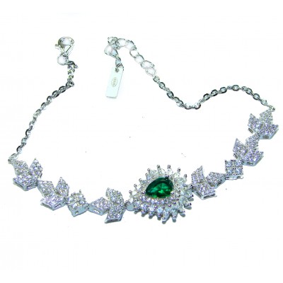 Vintage style - Timless Treasure 8.5 carat Colombian Emerald .925 Sterling Silver handcrafted Bracelet