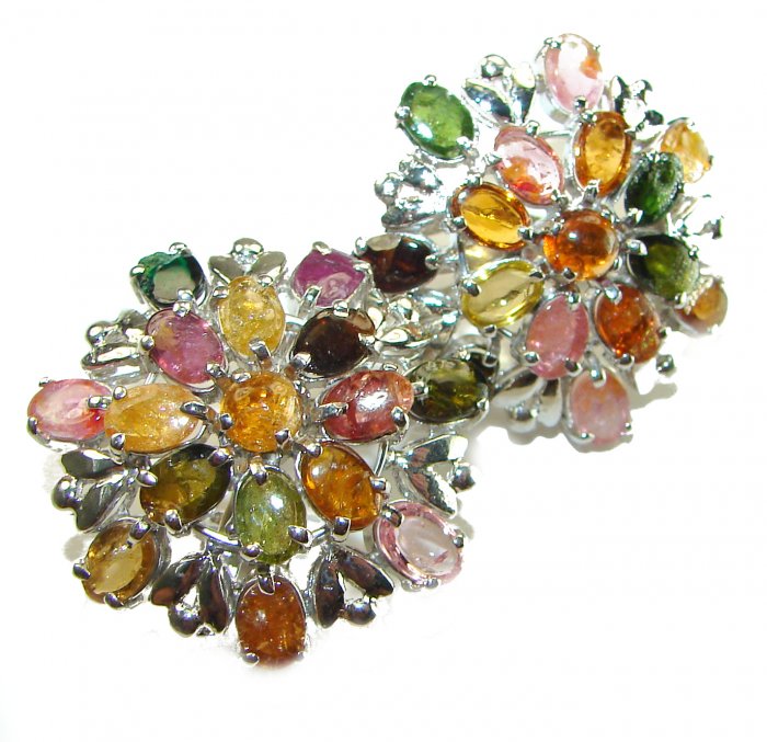 Luxurious 35.5 ctw Brazilian Watermelon Tourmaline .925 Sterling Silver handcrafted Statement earrings - video