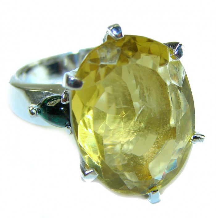 Incredible 20.5 carat Lemon Topaz .925 Sterling Silver Ring size 5 1/2