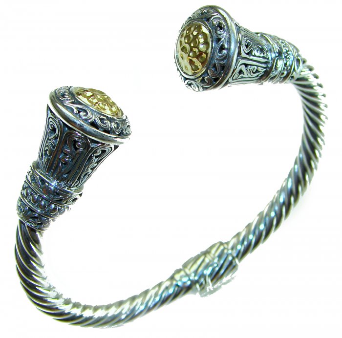 Heavy and Solid 39.5 grams authentic 14K Gold over .925 Sterling Silver handcrafted bracelet - video