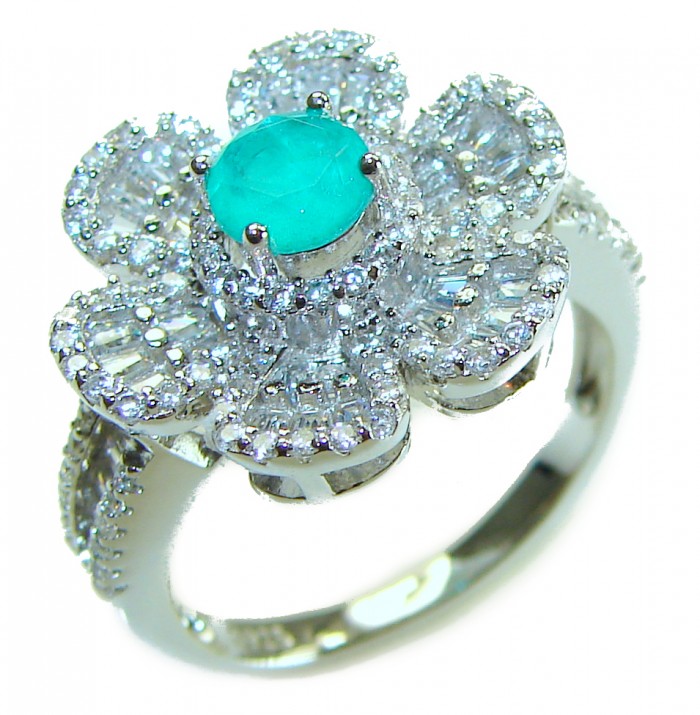 Luxurious oval Cut 0.5 ctw Paraiba Tourmaline .925 Sterling Silver handcrafted Statement Ring size 8