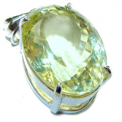 Perfection Oval cut 25.3 carat Lemon Quartz .925 Sterling Silver handcrafted pendant