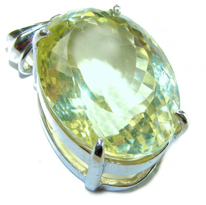 Perfection Oval cut 25.3 carat Lemon Quartz .925 Sterling Silver handcrafted pendant