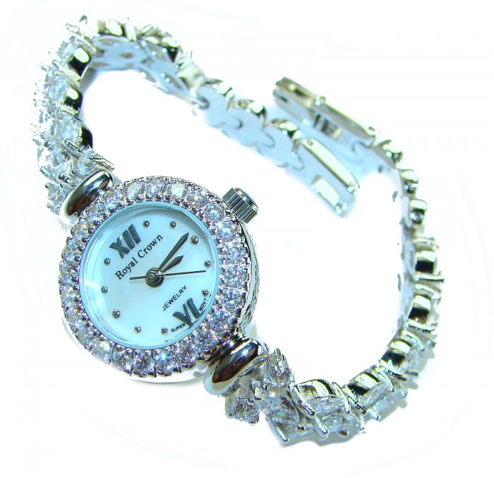 Precious 55.8 carat Authentic White Topaz .925 Sterling Silver handmade Bracelet - Watch - video
