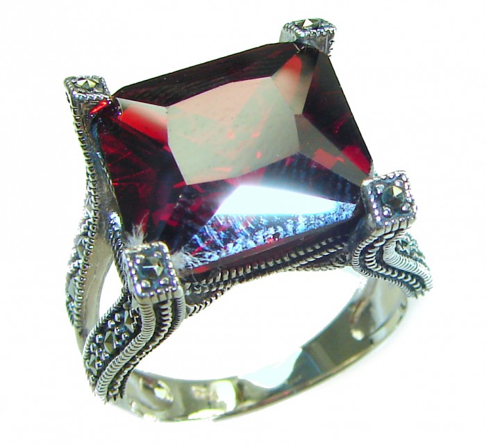 Natural 11.5 carat Ruby .925 Sterling Silver handmade Statement Ring size 8